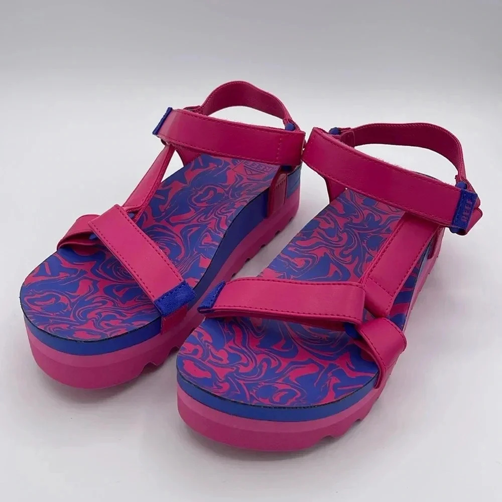Reef Pink and Purple Platform Sandals